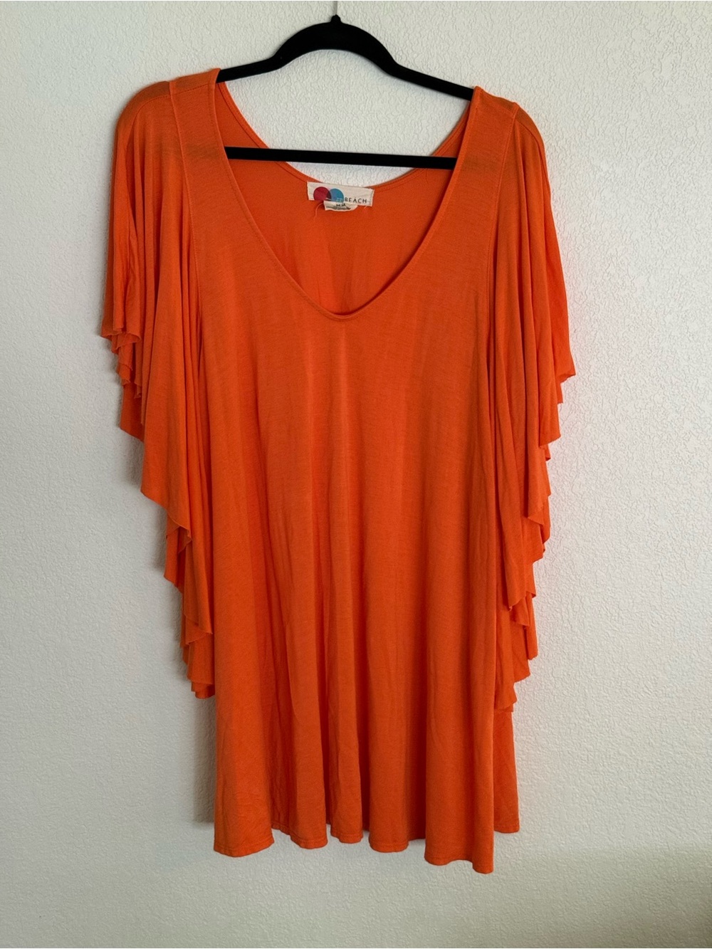 Free People Beach Orange Ruffle Sleeve Women's Top / Coverup